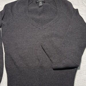 Banana Republic Dark Gray V-Neck Sweater